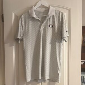 Nike Men's White Striped Polo Shirt